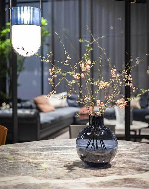 Handmade Blue Pallo Vase in luxurious midnight blue glass by Poltrona Frau, a sophisticated design perfect for modern living rooms. Available in Sarasota, Florida. by Poltrona Frau for sale at Home Resource Modern Furniture Store Sarasota Florida