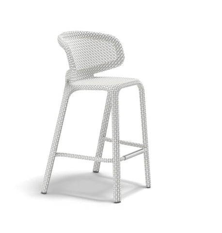 Dedon Seashell Bar Stool, a luxury, hand-made, weather-resistant outdoor stool with an open-weave design and modernist elegance. by Dedon
