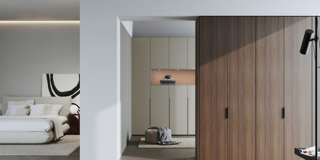 Interlübke’s collect plus wardrobe in a bedroom setting, showcasing handcrafted German design and timeless elegance. Available at Home Resource of Sarasota Florida.
 by INTERLUBKE for sale at Home Resource Modern Furniture Store Sarasota Florida