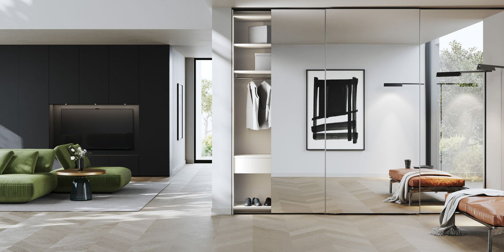 Interlübke’s collect plus wardrobe in a bedroom setting, showcasing handcrafted German design and timeless elegance. Available at Home Resource of Sarasota Florida.
 by INTERLUBKE for sale at Home Resource Modern Furniture Store Sarasota Florida