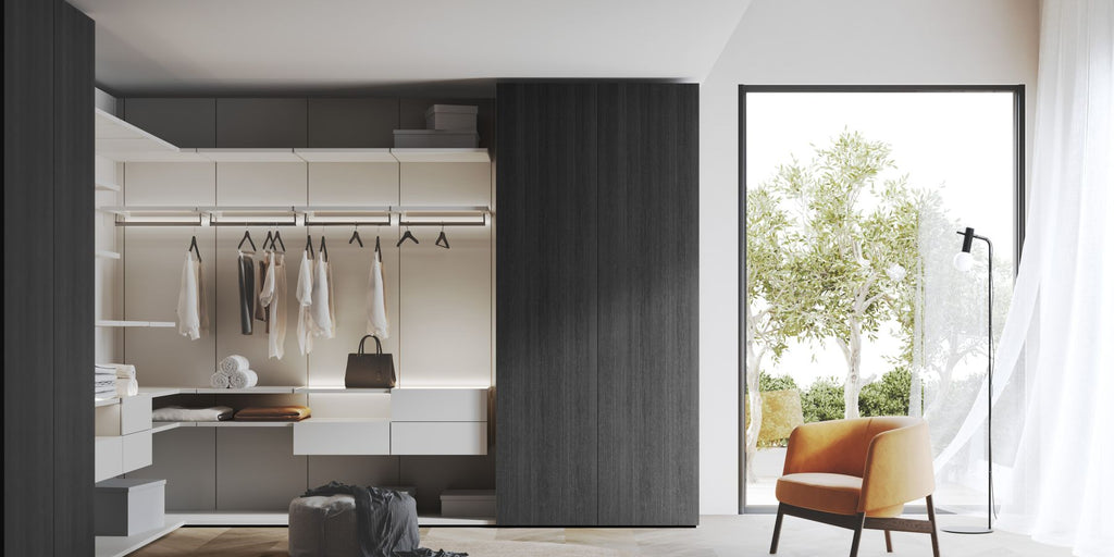 Interlübke’s collect plus wardrobe in a bedroom setting, showcasing handcrafted German design and timeless elegance. Available at Home Resource of Sarasota Florida.
 by INTERLUBKE for sale at Home Resource Modern Furniture Store Sarasota Florida