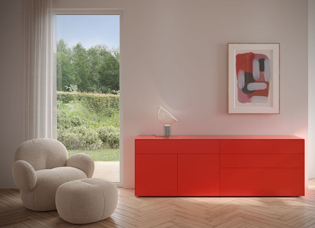 Just Cube Light display cabinet by Interlübke, showcasing sleek German design with customizable modules, fine joints, and elegant natural materials.
 by INTERLUBKE for sale at Home Resource Modern Furniture Store Sarasota Florida