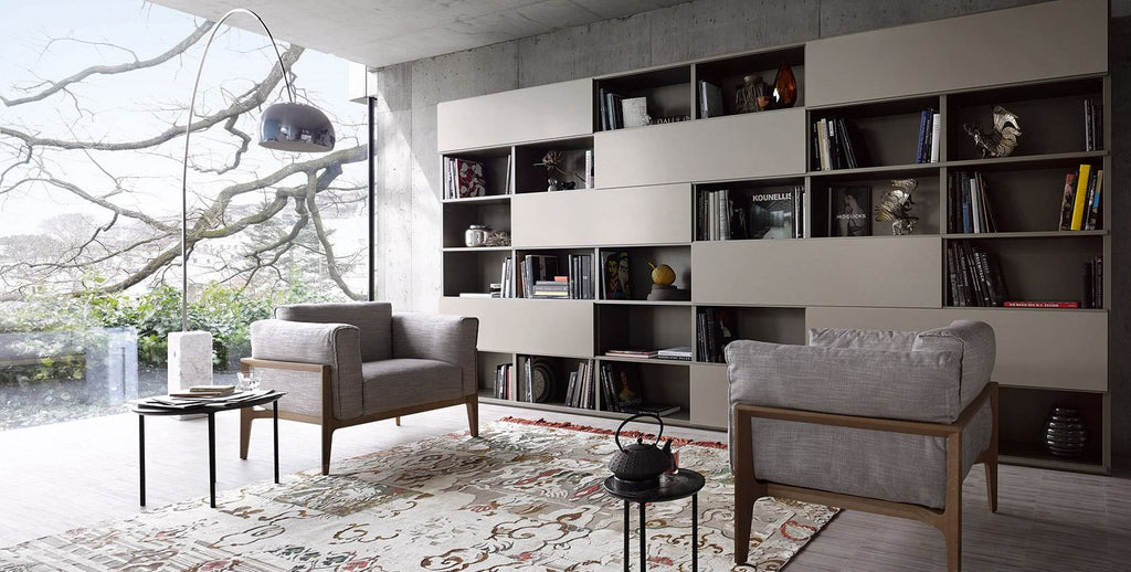 A sleek Interlübke Studimo House Bar featuring adjustable glass shelves, LED lighting, and sophisticated German design for a modern living room. Available in Sarasota, FL.
 by INTERLUBKE for sale at Home Resource Modern Furniture Store Sarasota Florida