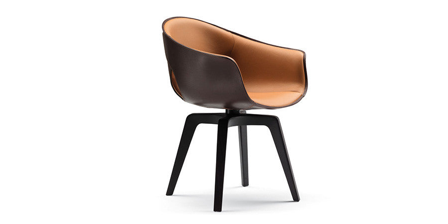 Ginger sofa by Poltrona Frau, featuring sleek leather shell, top stitching, polyurethane foam padding, solid ash wood legs, and Pelle Frau® leather upholstery. by Poltrona Frau for sale at Home Resource Modern Furniture Store Sarasota Florida