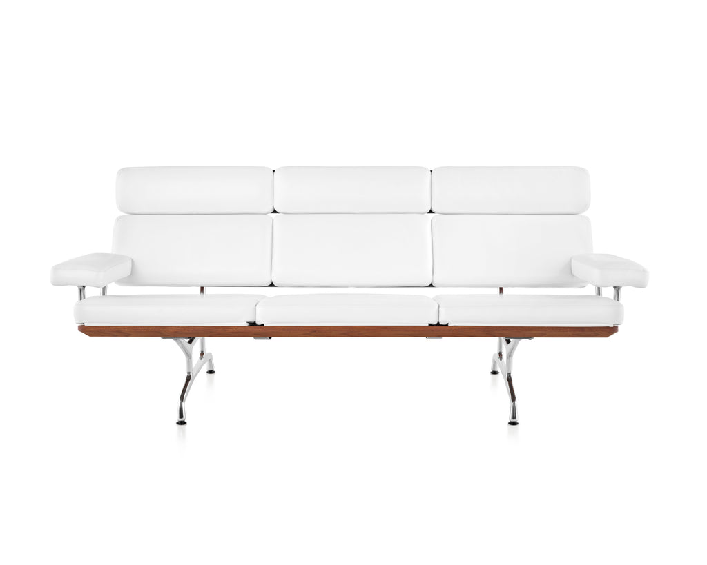 Eames Sofa by Herman Miller, modern and ergonomic, crafted with walnut, leather, and polished aluminum. Available at Home Resource Sarasota.  by Herman Miller, available at the Home Resource furniture store Sarasota Florida