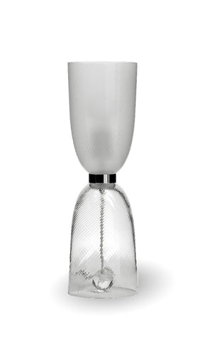 Poltrona Frau Alma Table Lamp, handcrafted from Murano glass and fine leather, designed by Jean-Marie Massaud—a luxurious and elegant lighting piece for modern living spaces.
 by Poltrona Frau