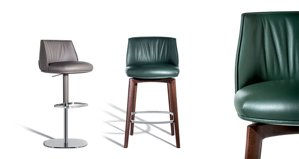 Poltrona Frau Archibald Stools, featuring fine leather or fabric seats, wooden or metal bases, and elegant Italian design for luxurious comfort in any living room setting.
  by Poltrona Frau, available at the Home Resource furniture store Sarasota Florida