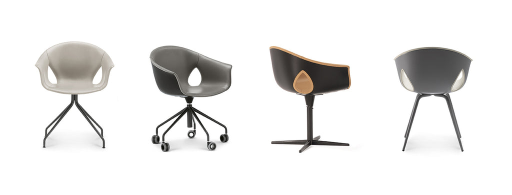 Ginger Ale armchair by Poltrona Frau, featuring thermoplastic composite polymer shell, polyurethane foam padding, Pelle Frau® leather or Kvadrat fabric upholstery, and multiple base options.  by Poltrona Frau, available at the Home Resource furniture store Sarasota Florida