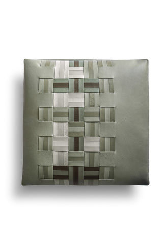 Journey Cushions by Poltrona Frau, featuring handwoven leather strips and luxurious Pelle Frau SC leather, available in multiple colors. by Poltrona Frau