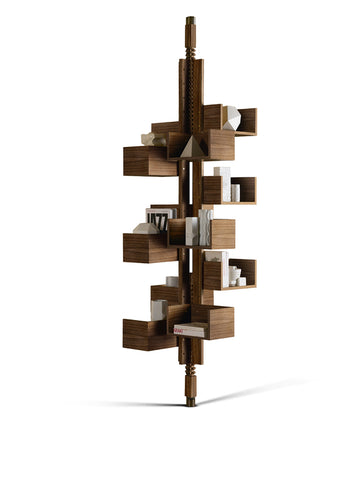 Poltrona Frau Albero bookcase in living room setting, featuring Italian craftsmanship with fine leather and sophisticated design. Available at Home Resource of Sarasota, Florida.
 by Poltrona Frau