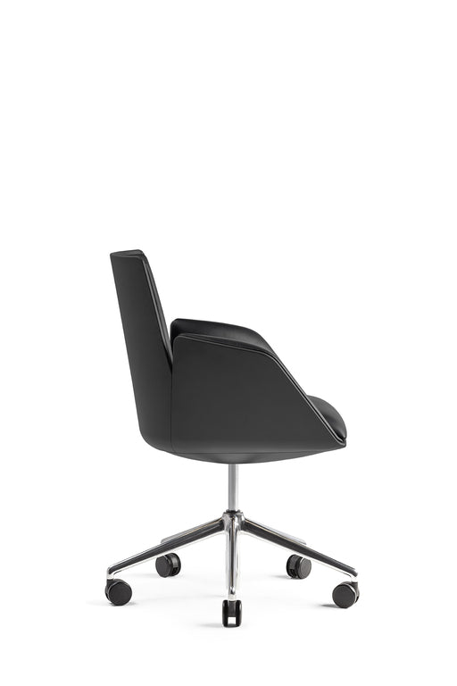Poltrona Frau Cercle office chair with fine leather upholstery, ergonomic design, and polished aluminum base, showcasing Italian craftsmanship. Available in Sarasota.
 by Poltrona Frau for sale at Home Resource Modern Furniture Store Sarasota Florida
