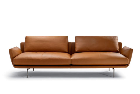 Get Back sofa by Poltrona Frau, featuring Pelle Frau® leather upholstery, sleek lines, comfortable design, and homage to the Beatles. Innovative materials, unique design. by Poltrona Frau