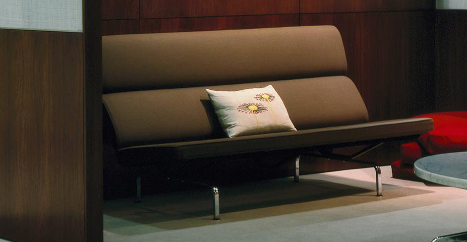 Eames Sofa Compact by Herman Miller, sleek and ergonomic design for smaller spaces. Available at Home Resource Sarasota. by Herman Miller for sale at Home Resource Modern Furniture Store Sarasota Florida