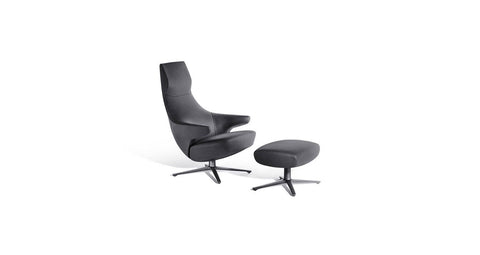 Jay Lounge chair by Poltrona Frau, featuring fine leather upholstery and innovative, sleek design for a sophisticated and comfortable bedroom or living room. by Poltrona Frau