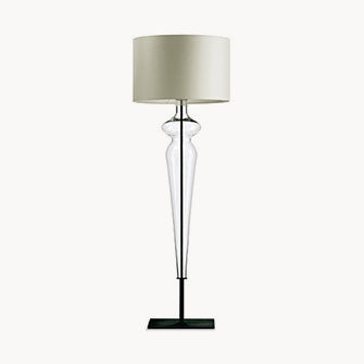 Holly Floor Lamp by Poltrona Frau in blown glass and fine leather, showcasing Italian craftsmanship, luxurious modern design, and elegance for the living room. by Poltrona Frau