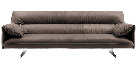 Poltrona Frau Antohn Sofa in Pelle Frau® leather, featuring modular square-shaped design and silver-finished metal base. Luxurious Italian furniture for contemporary living spaces.
 by Poltrona Frau