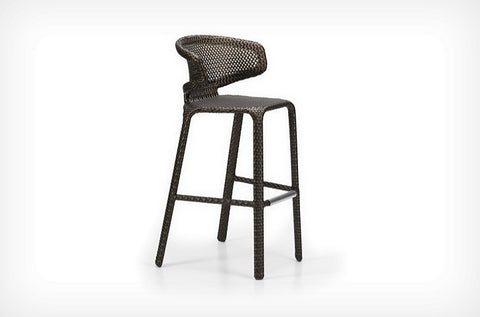 Dedon Seashell Bar Stool, a luxury, hand-made, weather-resistant outdoor stool with an open-weave design and modernist elegance. by Dedon
