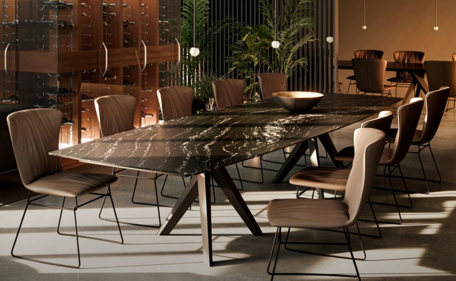 1541 LOPE dining table by Draenert, featuring a Reuleaux triangle-inspired top and solid wood legs, blending geometric design with sophisticated German craftsmanship. by DRAENERT for sale at Home Resource Modern Furniture Store Sarasota Florida