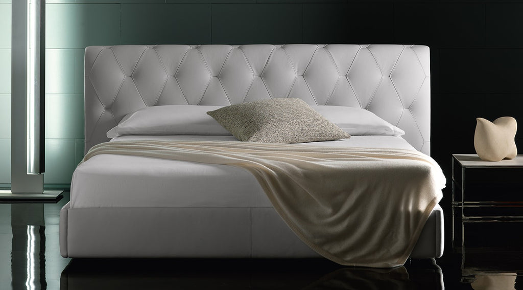 BlueMoon bed by Poltrona Frau, upholstered in fine leather, featuring a luxurious and elegant design with innovative storage. Available at Home Resource of Sarasota, Florida.
 by Poltrona Frau for sale at Home Resource Modern Furniture Store Sarasota Florida