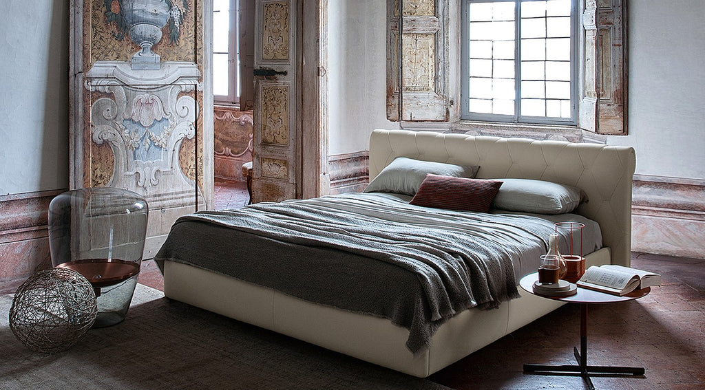 BlueMoon bed by Poltrona Frau, upholstered in fine leather, featuring a luxurious and elegant design with innovative storage. Available at Home Resource of Sarasota, Florida.
 by Poltrona Frau for sale at Home Resource Modern Furniture Store Sarasota Florida