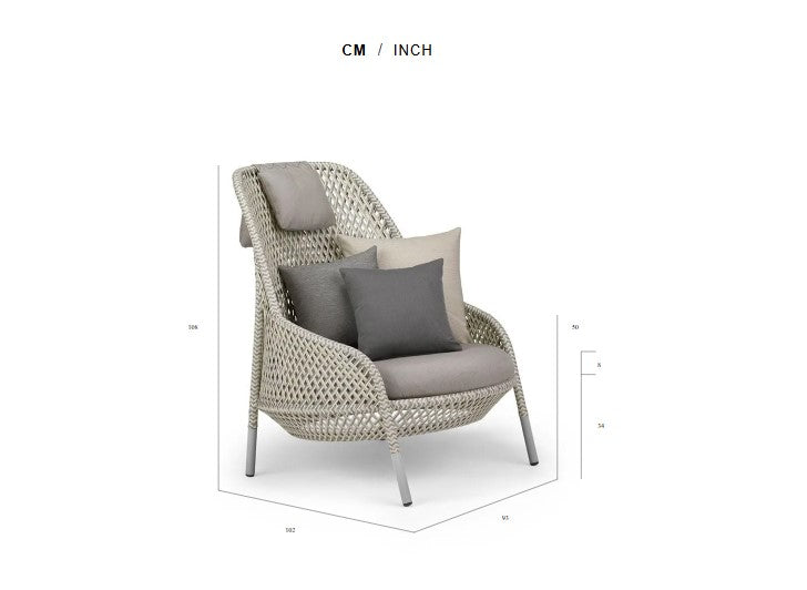 Dedon AHNDA Wing Chair, a luxury outdoor chair featuring weather-resistant materials, ergonomic design, and hand-made craftsmanship. by Dedon for sale at Home Resource Modern Furniture Store Sarasota Florida