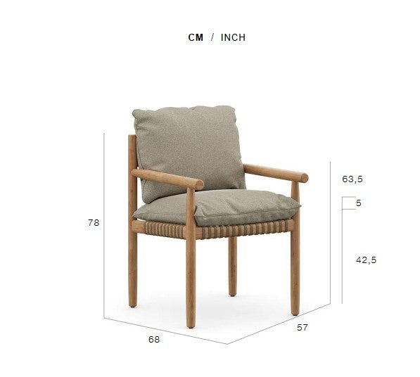 Dedon TIBBO Armchair, a luxury, hand-made, weather-resistant teak chair with woven fiber and modernist elegance for indoor and outdoor living. by Dedon for sale at Home Resource Modern Furniture Store Sarasota Florida