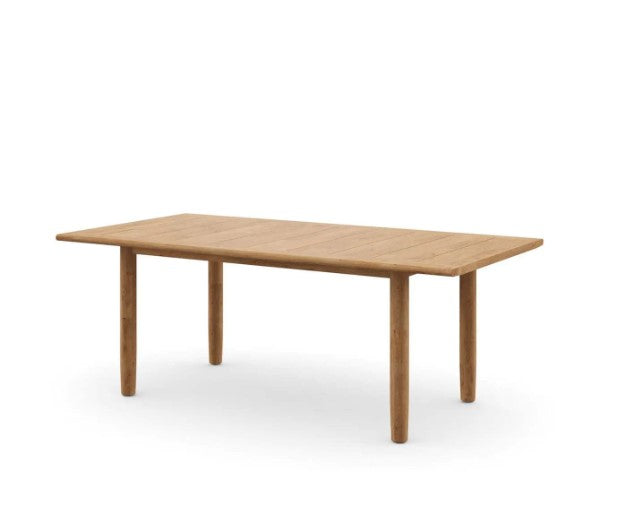 Dedon TIBBO Dining Table, a luxury, hand-made, weather-resistant teak dining table with modernist elegance for indoor and outdoor spaces. by Dedon for sale at Home Resource Modern Furniture Store Sarasota Florida