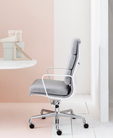 Eames Soft Pad Chair by Herman Miller, ergonomic and iconic office chair design. Available at Home Resource Sarasota.