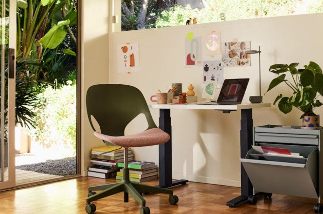 Herman Miller Motia Sit-to-Stand Desk with ergonomic, modern design for office productivity, available at Home Resource Sarasota Florida. by Herman Miller for sale at Home Resource Modern Furniture Store Sarasota Florida