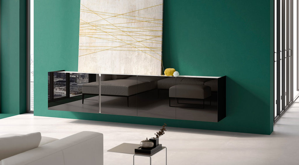 Interlübke’s Jorel sideboard in asymmetrical design, featuring vertical handle grooves and handcrafted German design. Available at Home Resource of Sarasota Florida.
 by INTERLUBKE for sale at Home Resource Modern Furniture Store Sarasota Florida