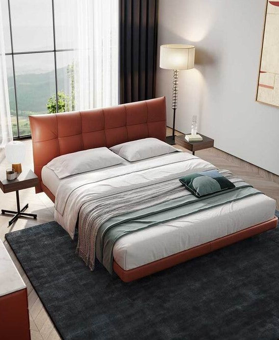 Aurora Tre Bed by Poltrona Frau, upholstered in fine Pelle Frau® leather with a padded, quilted headboard. Luxurious craftsmanship and modern Italian design.
 by Poltrona Frau for sale at Home Resource Modern Furniture Store Sarasota Florida