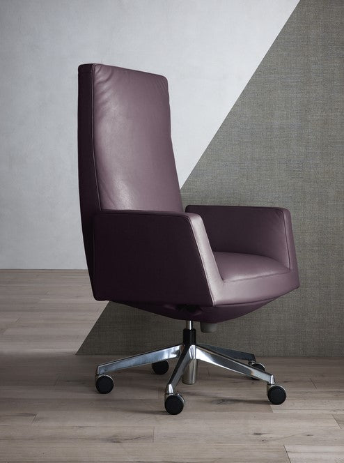 Poltrona Frau Chancellor Conference Chair, upholstered in fine leather, featuring height-adjustable swivel with sleek design. Available at Home Resource in Sarasota, Florida.
 by Poltrona Frau for sale at Home Resource Modern Furniture Store Sarasota Florida