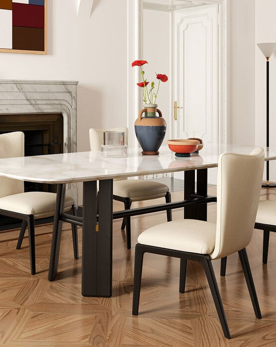 DUO dining chair by Poltrona Frau, featuring solid ash wood legs, luxurious Pelle Frau® leather or fabric upholstery, and high back design for comfort and elegance. by Poltrona Frau for sale at Home Resource Modern Furniture Store Sarasota Florida