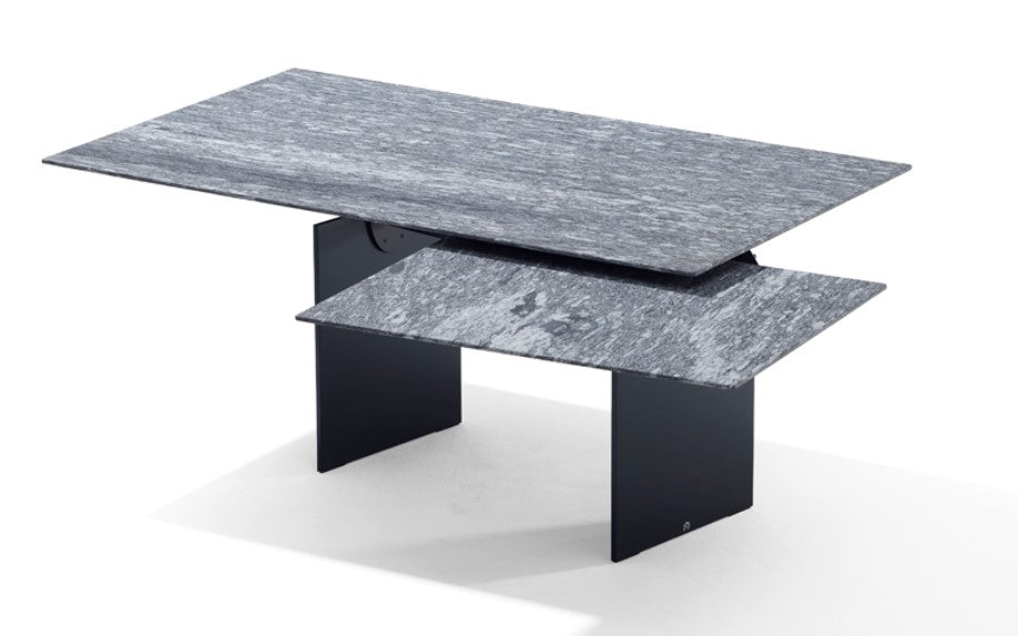 ATLAS OUTDOOR dining table by Draenert, featuring extendable natural stone tabletop, available in 150 stone types with stainless steel or coated base, perfect for outdoor use.
 by DRAENERT for sale at Home Resource Modern Furniture Store Sarasota Florida