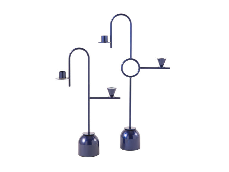 Blue Candleholders  by Cappellini, available at the Home Resource furniture store Sarasota Florida