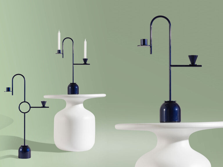 Blue Candleholders by Cappellini for sale at Home Resource Modern Furniture Store Sarasota Florida