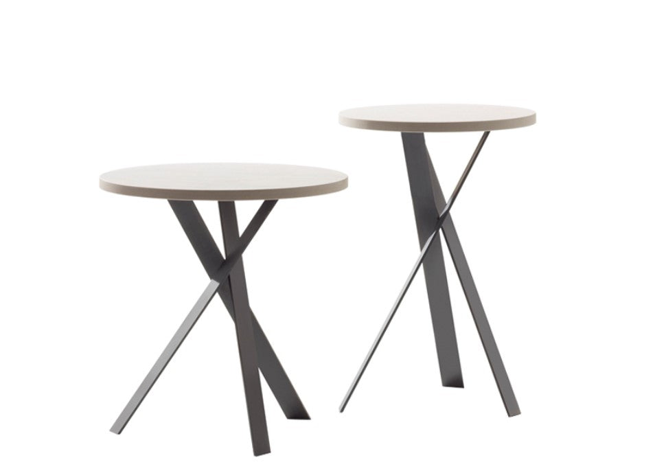 Draenert Mortimer side table with a natural stone top and black steel base, designed by Stephan Veit. Handcrafted German furniture available at Home Resource, Sarasota, FL. by DRAENERT for sale at Home Resource Modern Furniture Store Sarasota Florida