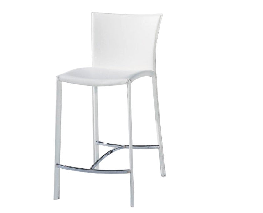 Draenert Nobile barstool featuring hide leather, contrasting stitching, and steel base in high-gloss chrome or black. Handcrafted German furniture for your dining room or kitchen setting.
 by DRAENERT for sale at Home Resource Modern Furniture Store Sarasota Florida