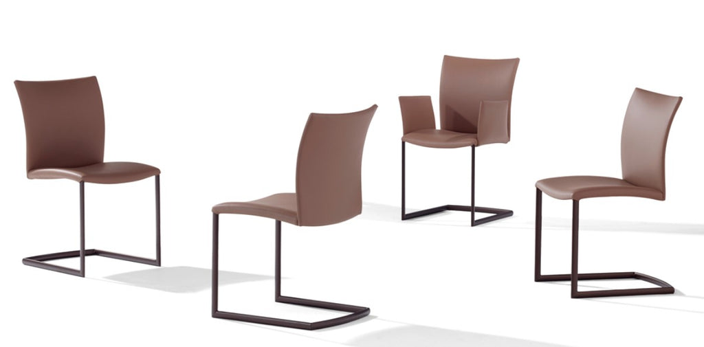 Draenert Nobile Swing Cantilever chair with soft upholstery, elliptical tube frame. Handcrafted German design for modern, sophisticated living spaces.
 by DRAENERT for sale at Home Resource Modern Furniture Store Sarasota Florida