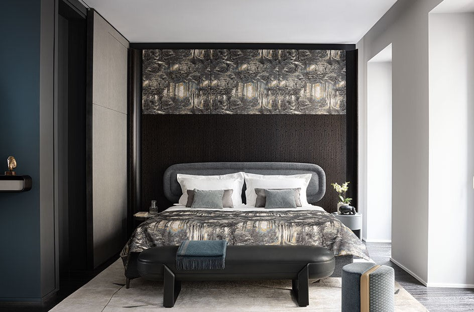 The Vibe bed by Giorgetti blends 1930s-inspired romantic lines with modern Italian design, offering luxury and sophistication. Available at Home Resource of Sarasota Florida. by Giorgetti for sale at Home Resource Modern Furniture Store Sarasota Florida