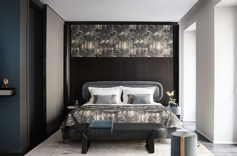 The Vibe bed by Giorgetti blends 1930s-inspired romantic lines with modern Italian design, offering luxury and sophistication. Available at Home Resource of Sarasota Florida. by Giorgetti