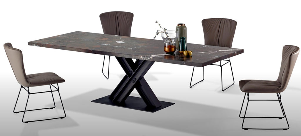 Draenert VICTOR dining table, handcrafted with natural wood and industrial T-beam base, designed by Wolfgang Mezger. Available in Sarasota, Florida. by DRAENERT for sale at Home Resource Modern Furniture Store Sarasota Florida