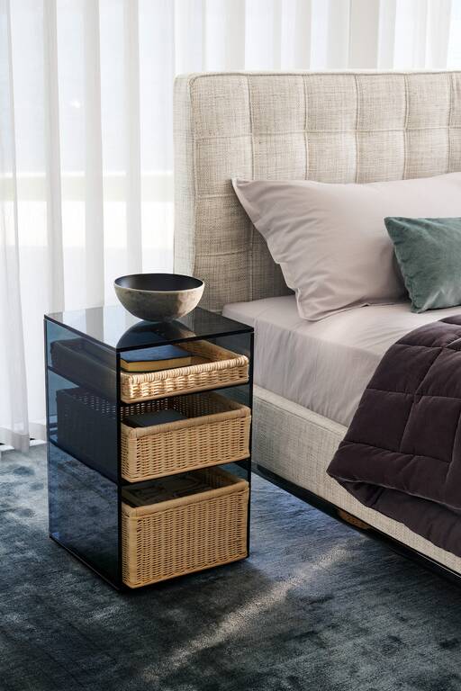 VOLAGE EX-S NIGHT GLASS BEDSIDE TABLE by Cassina for sale at Home Resource Modern Furniture Store Sarasota Florida